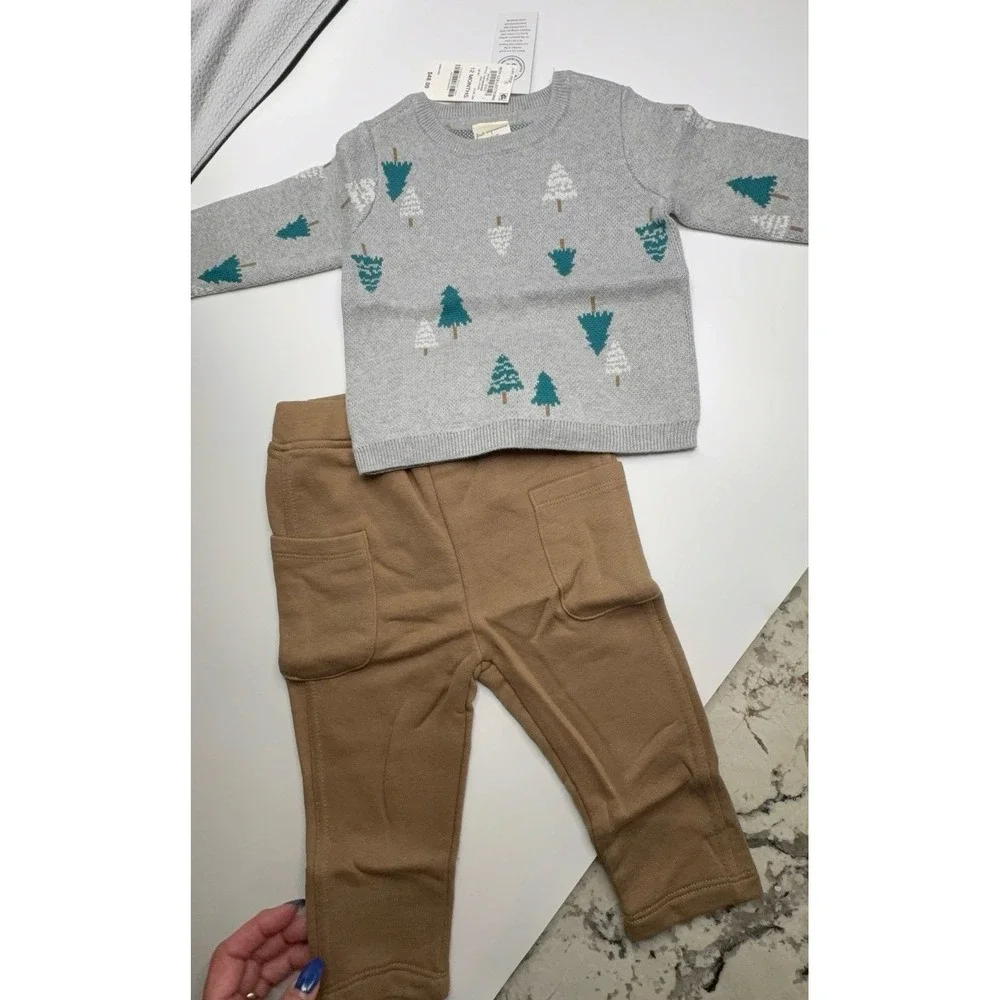 NEW 2-piece baby boy size 12 months First Impressions soft sweater/pants outfit